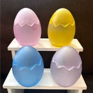 Set of 4 Frosted Egg Trinket Boxes - Pink, Yellow, Blue, Lavender